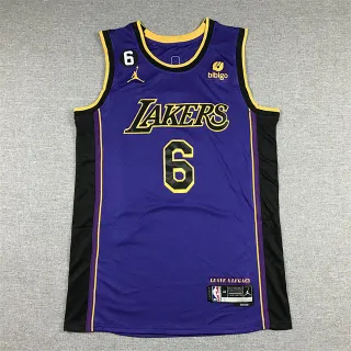 Camisa de basquete Air Jordan Lakers Statement Edition roxa, preta e amarela