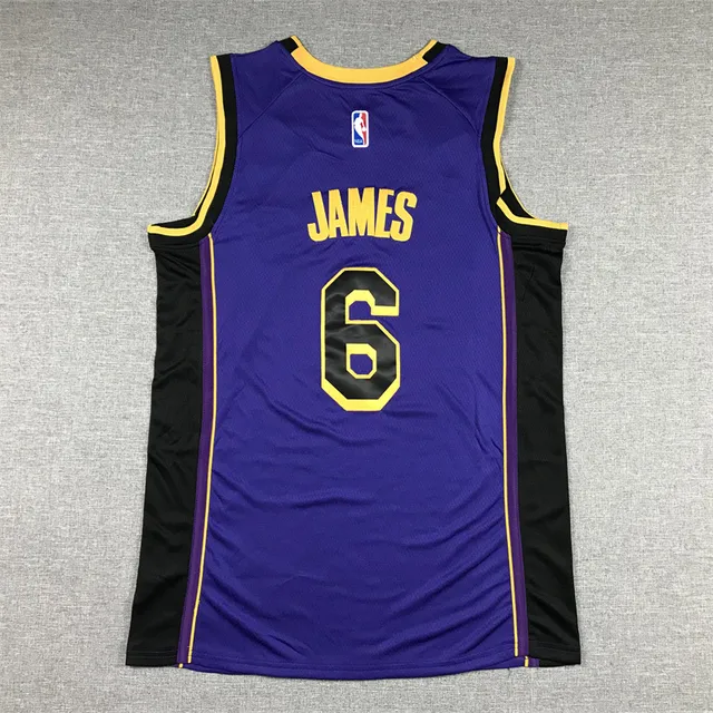 Maillot de basketball Air Jordan Lakers Statement Edition violet noir jaune 2