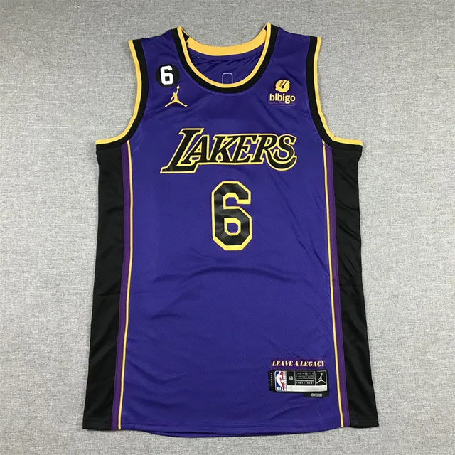Maillot de basketball Air Jordan Lakers Statement Edition violet noir jaune 3