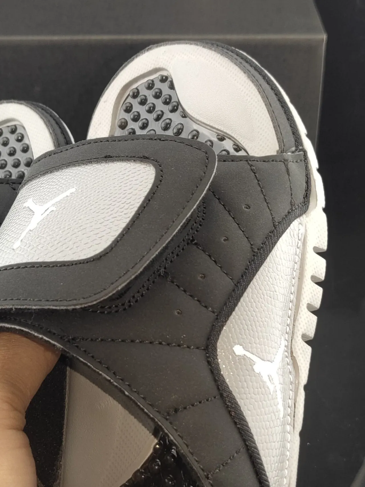 Air Jordan Slide Black Silver Gray Textured Strap Slippers 6