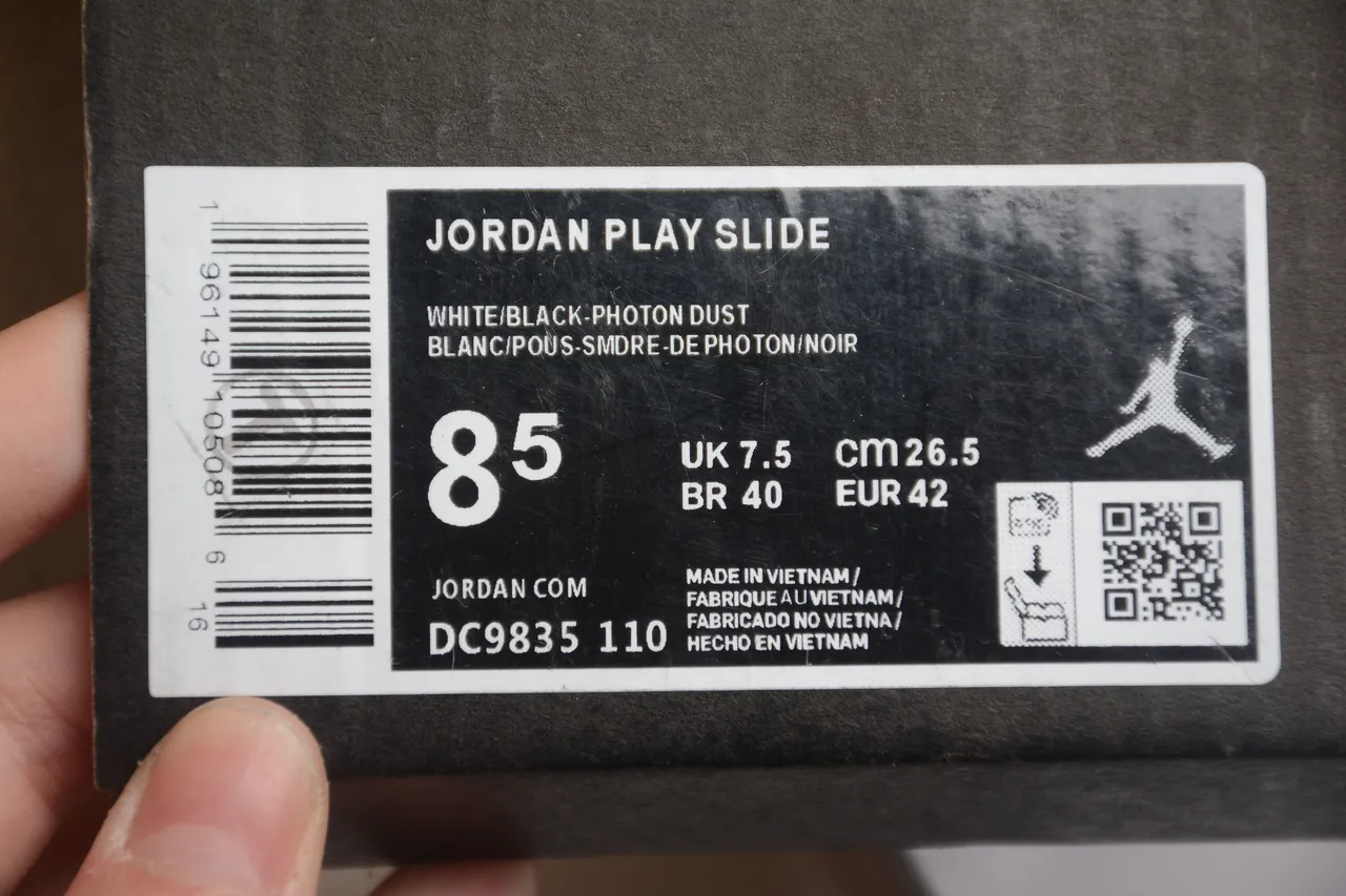 Air Jordan Slide Blanc Noir Une Bretelle Semelle Moldée Sandales 2