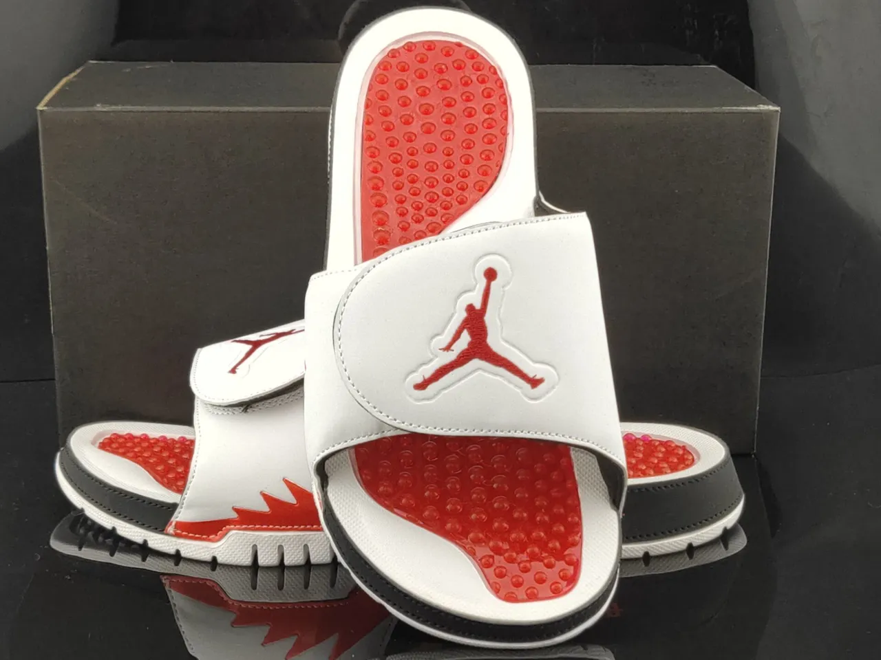 Air Jordan Slide White Red Black Slippers 4