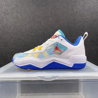 Air Jordan সাদা নীল লো-টপ মেশ কেজ আপার বাস্কেটবল জুতো