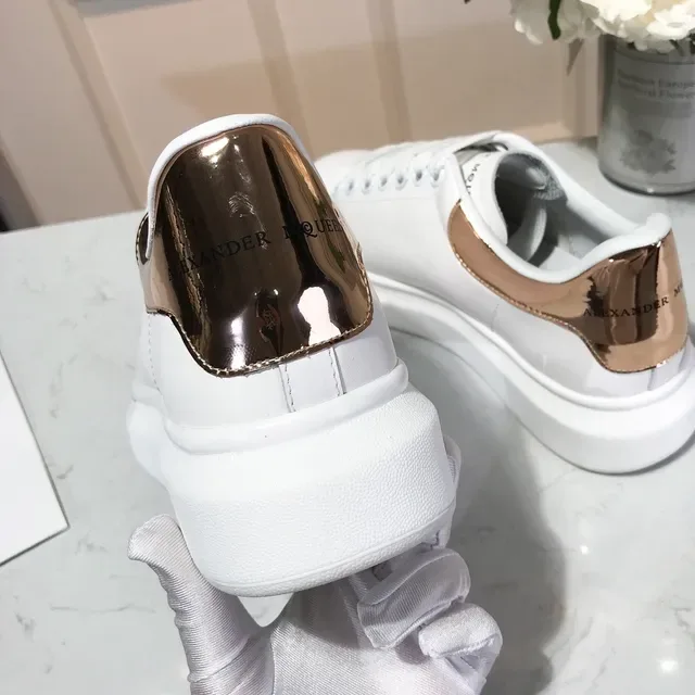 Alexander McQueen Oversized Sneaker White Gold Silhouette Leather Upper Lifestyle Sneakers 2