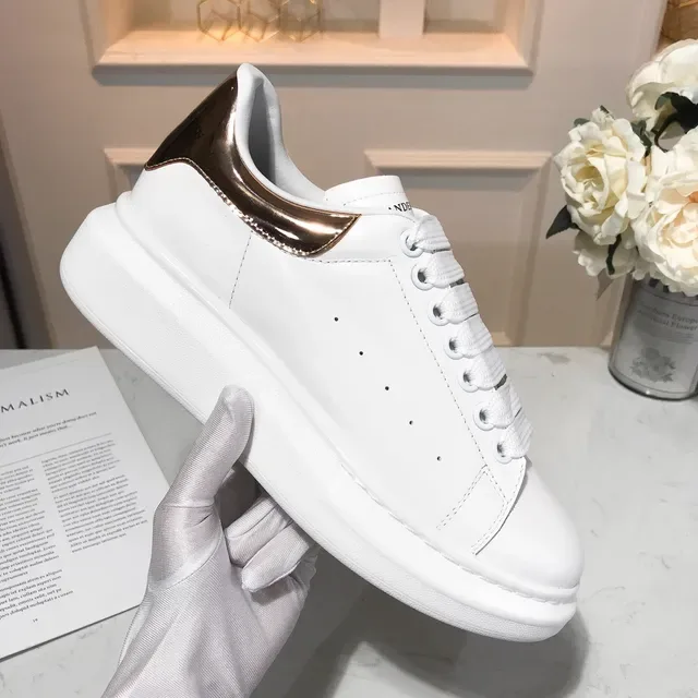 Alexander McQueen Oversized Sneaker White Gold Silhouette Leather Upper Lifestyle Sneakers 3
