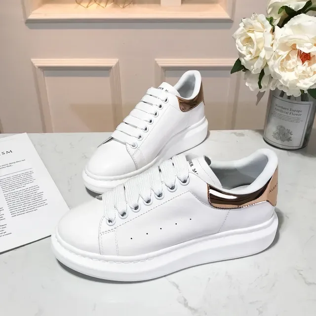 Alexander McQueen Oversized Sneaker White Gold Silhouette Leather Upper Lifestyle Sneakers 4