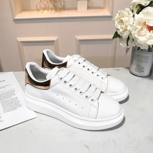 Alexander McQueen Oversized Sneaker White Gold Silhouette Leather Upper Lifestyle Sneakers 5