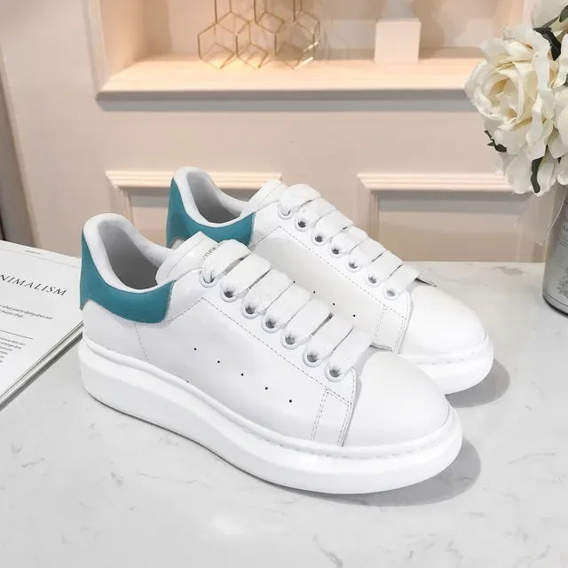 Alexander McQueen White Blue Oversized Platform Sole Leather Upper Lifestyle Sneakers 2