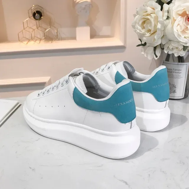 Alexander McQueen White Blue Oversized Platform Sole Leather Upper Lifestyle Sneakers 5