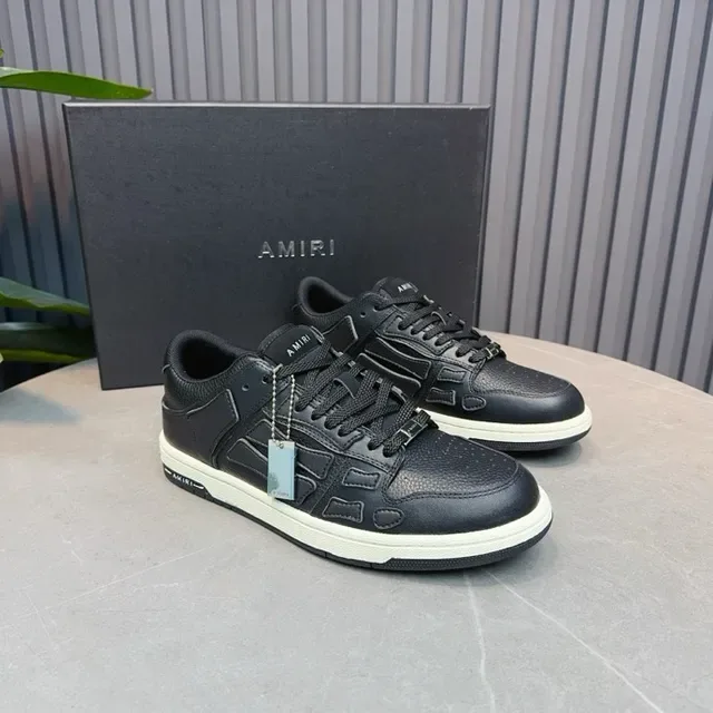 Amiri Skel Top Black White Cuir texturé dessus Panneaux squelettiques sculptés Sneakers lifestyle 5