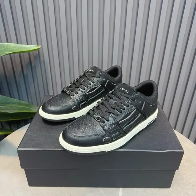 Amiri Skel Top Black White Cuir texturé dessus Panneaux squelettiques sculptés Sneakers lifestyle 6