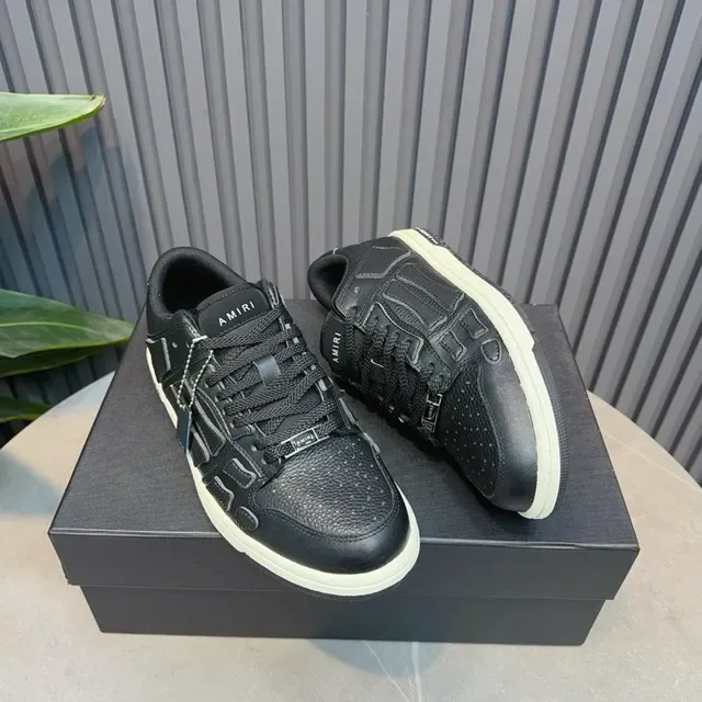 Amiri Skel Top Black White Cuir texturé dessus Panneaux squelettiques sculptés Sneakers lifestyle 8