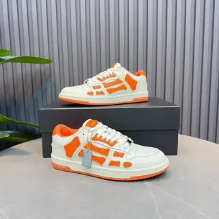 Amiri Skel Top Low Blanco Naranja Jaula Esquelética Sneakers Estilo de Vida