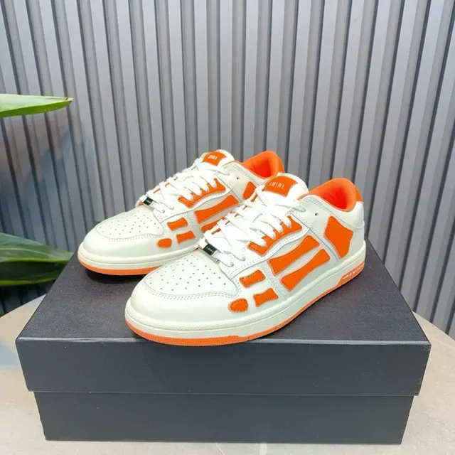 Amiri Skel Top Low White Orange Skeletal Cage Lifestyle Sneakers 2