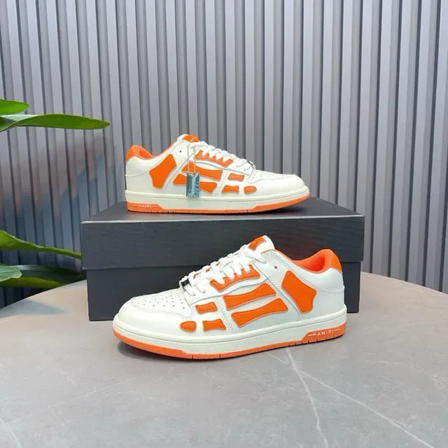 Amiri Skel Top Low White Orange Skeletal Cage Lifestyle Sneakers 3