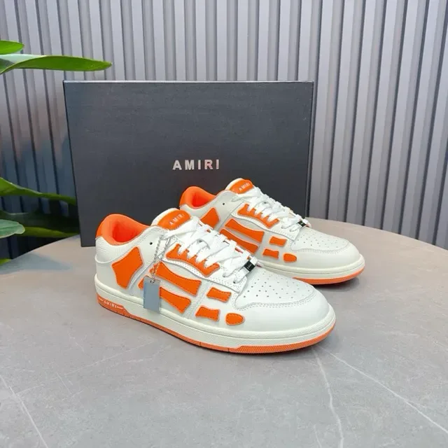 Amiri Skel Top Low White Orange Skeletal Cage Lifestyle Sneakers 4