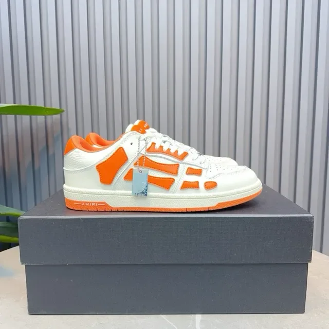 Amiri Skel Top Low White Orange Skeletal Cage Lifestyle Sneakers 5