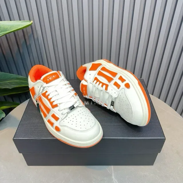 Amiri Skel Top Low White Orange Skeletal Cage Lifestyle Sneakers 6