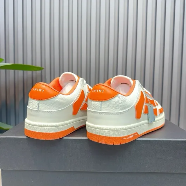 Amiri Skel Top Low White Orange Skeletal Cage Lifestyle Sneakers 7