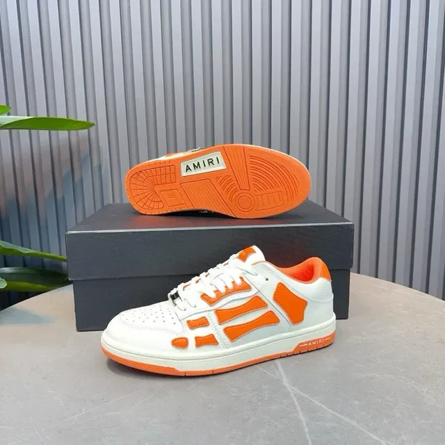 Amiri Skel Top Low White Orange Skeletal Cage Lifestyle Sneakers 8