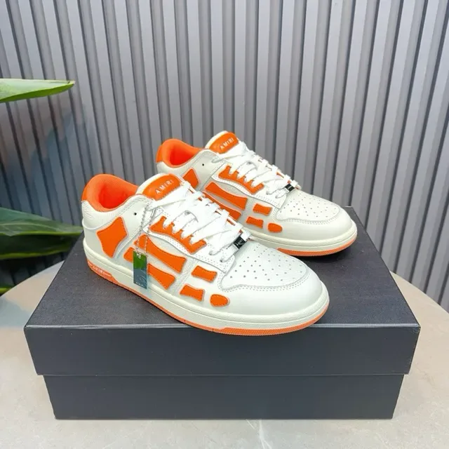 Amiri Skel Top Low White Orange Skeletal Cage Lifestyle Sneakers 9