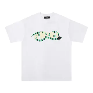 Camiseta blanca Amiri con gráfico de logo de serpiente