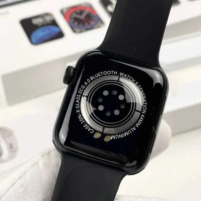 Apple Black Square Case Silicone Band Sports Watch 8