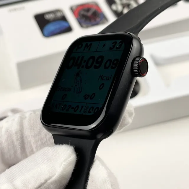 Apple Black Square Case Silicone Band Sports Watch 9