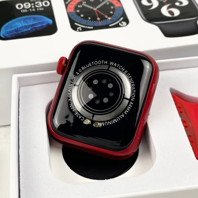 Apple SE Étui Carré Rouge Noir Casing Aluminium Montre Sport 4