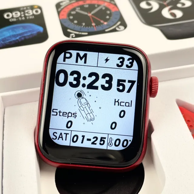 Apple SE Étui Carré Rouge Noir Casing Aluminium Montre Sport 5