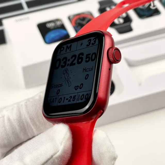 Apple SE Étui Carré Rouge Noir Casing Aluminium Montre Sport 7