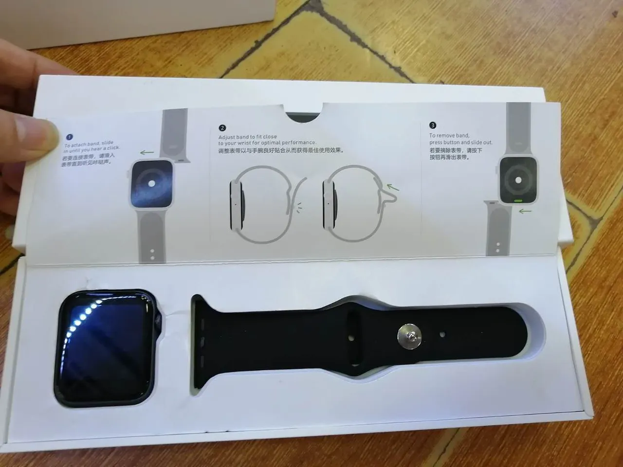 Apple Watch Gray Black Rectangular Display Digital Crown Control Sports Watch 3