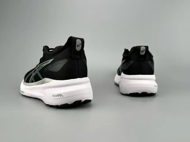 ASICS Gel-Kayano Black and White Running Shoes 7