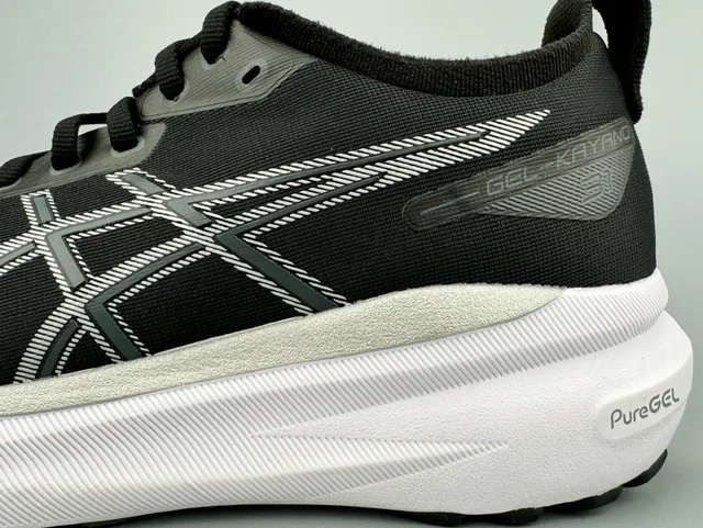 ASICS Gel-Kayano Black and White Running Shoes 8