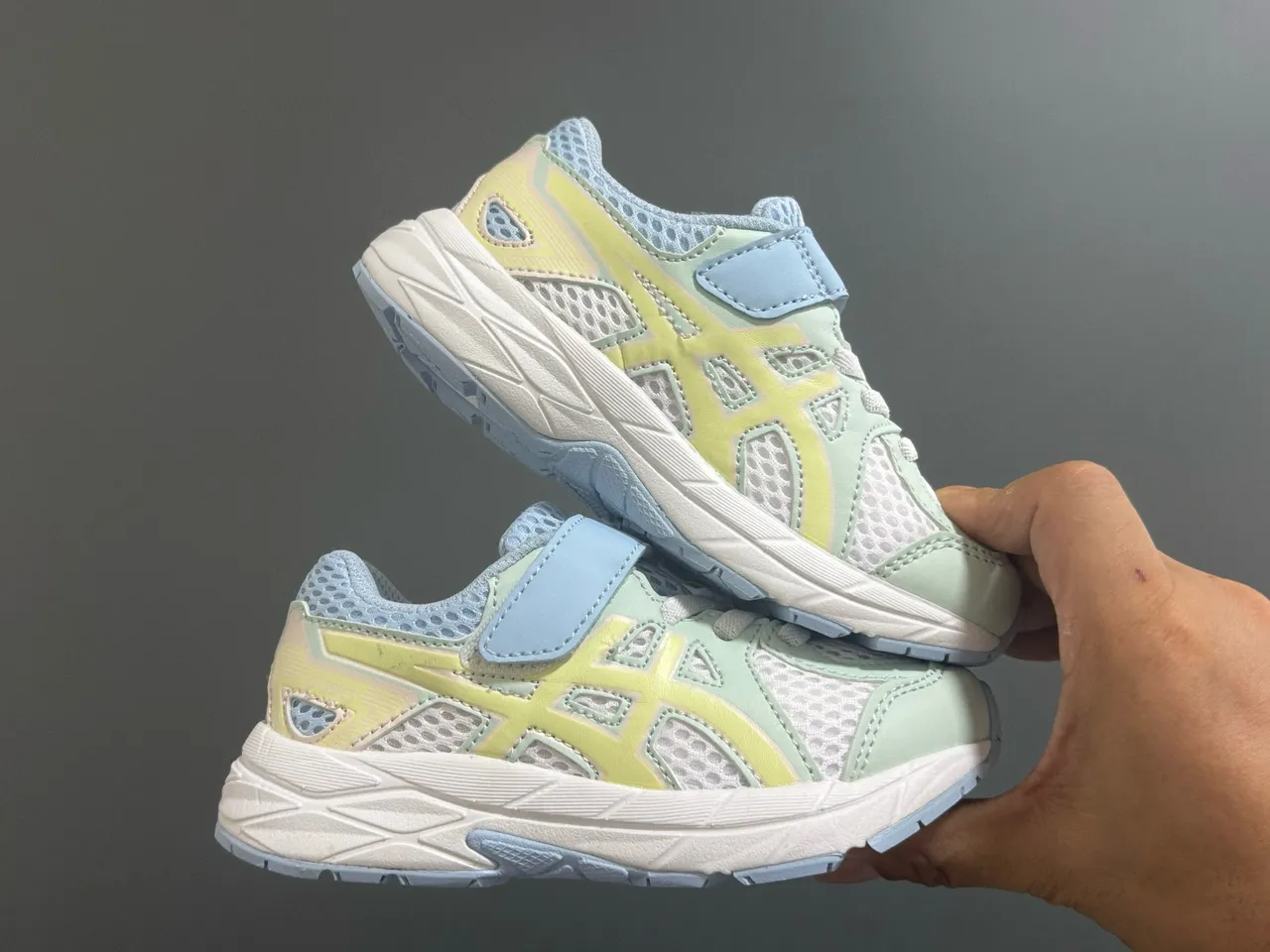 ASICS Gel-Kayano Junior Blue White Low-Top Velcro Strap Closure Running Shoes 17