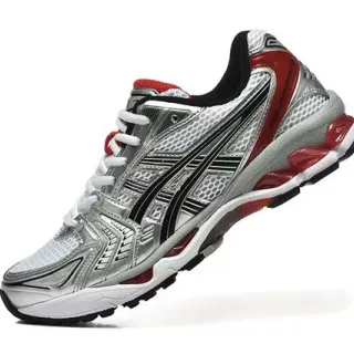 ASICS Gel-Kayano أحذية الجري الفضية والحمراء