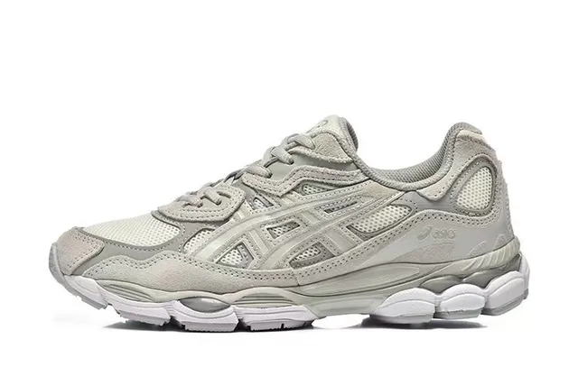 ASICS Gray White Layered Synthetic Cage Mesh Paneling Running Shoes 2