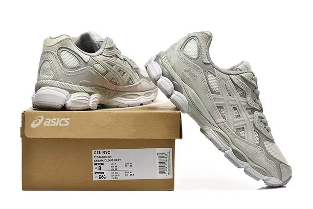 ASICS Gray White Layered Synthetic Cage Mesh Paneling Running Shoes 6