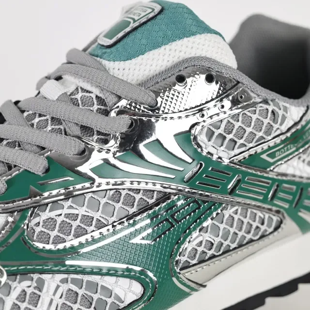 ASICS Green Silver Metallic Mesh Cage Forest Synthetic Overlays Running Shoes 6