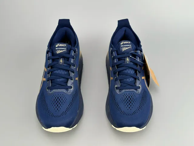 Zapatillas Running ASICS Navy Gold Mesh Engineered Upper Tiger Stripe Logo 4