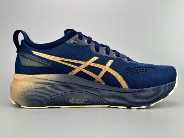 Zapatillas Running ASICS Navy Gold Mesh Engineered Upper Tiger Stripe Logo 9