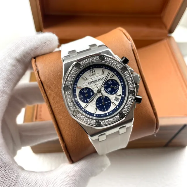 Audemars Piguet Royal Oak Offshore ক্রোনোগ্রাফ সাদা ডায়াল নীল সাবডায়াল যান্ত্রিক ঘড়ি 7