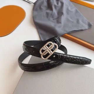 Balenciaga BB Belt 黑色鳄鱼压纹漆皮皮带
