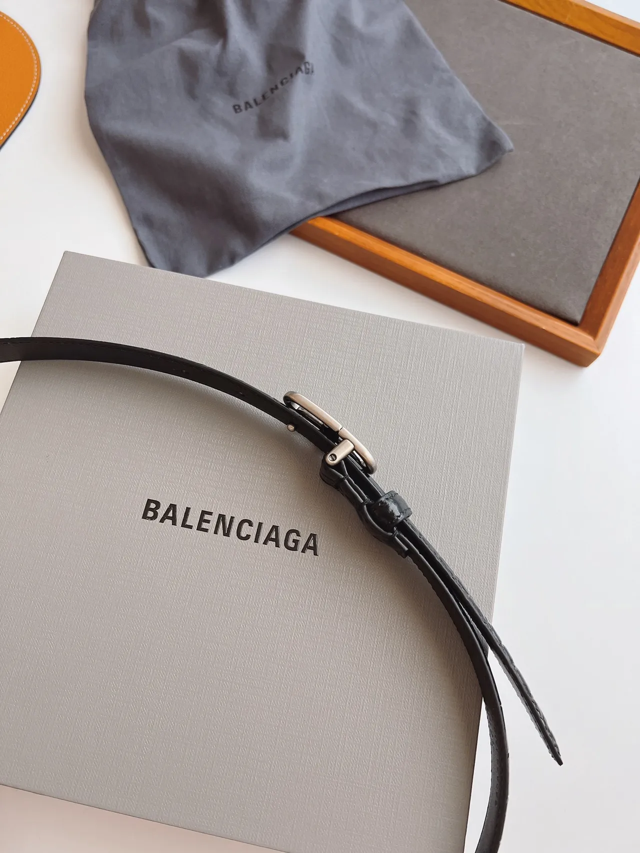 Balenciaga BB Belt Black Croc-Embossed Patent Leather Belt 5