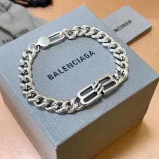 Balenciaga BB Lock Cadena Curb Gruesa Plata Pulsera