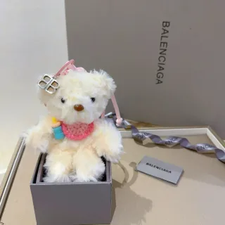 Balenciaga Beige Pink Plush Teddy Bear Knit Scarf Handbag