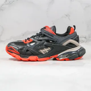 Balenciaga Black Orange Multi-Layered Cage Upper Sculpted Sole Chunky Sneakers