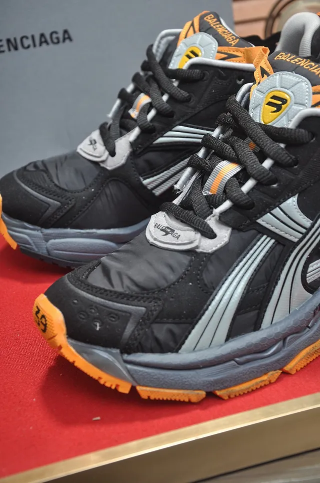 Balenciaga Chaussures Chunky Noires Oranges Oversized Volume Superposées Synthétiques 8