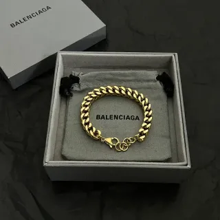 Balenciaga Pulseira Corrente Curb Link Ouro Cinza Polido