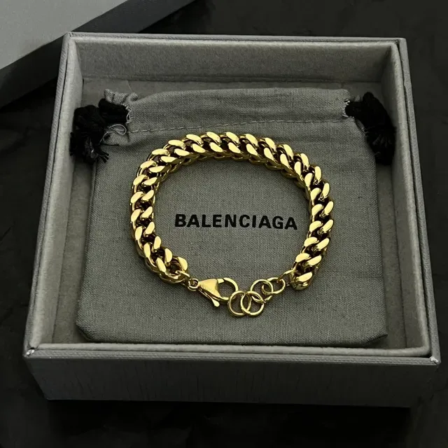 Balenciaga Pulseira Corrente Curb Link Ouro Cinza Polido 6